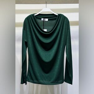 (24240-HUN) LONG SLEEVE COWL NECK BLOUSE